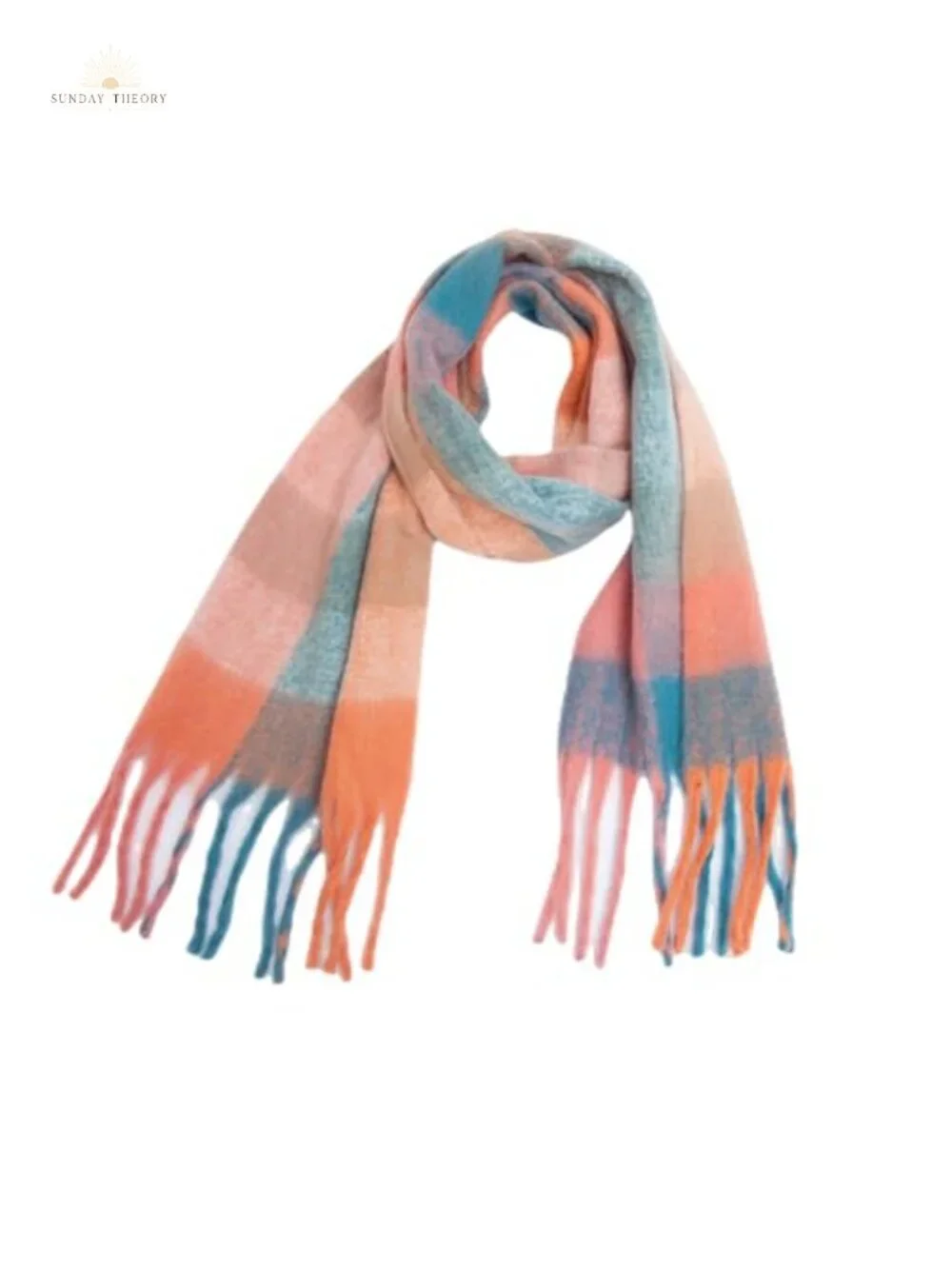 Oversized Plaid Fringe Scarf Cashmere Feeling Winter Wrap